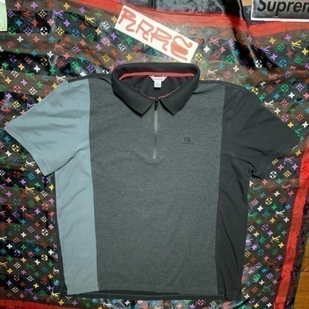 Calvin Klein Color Blocked Dark Shadow Red Polo T